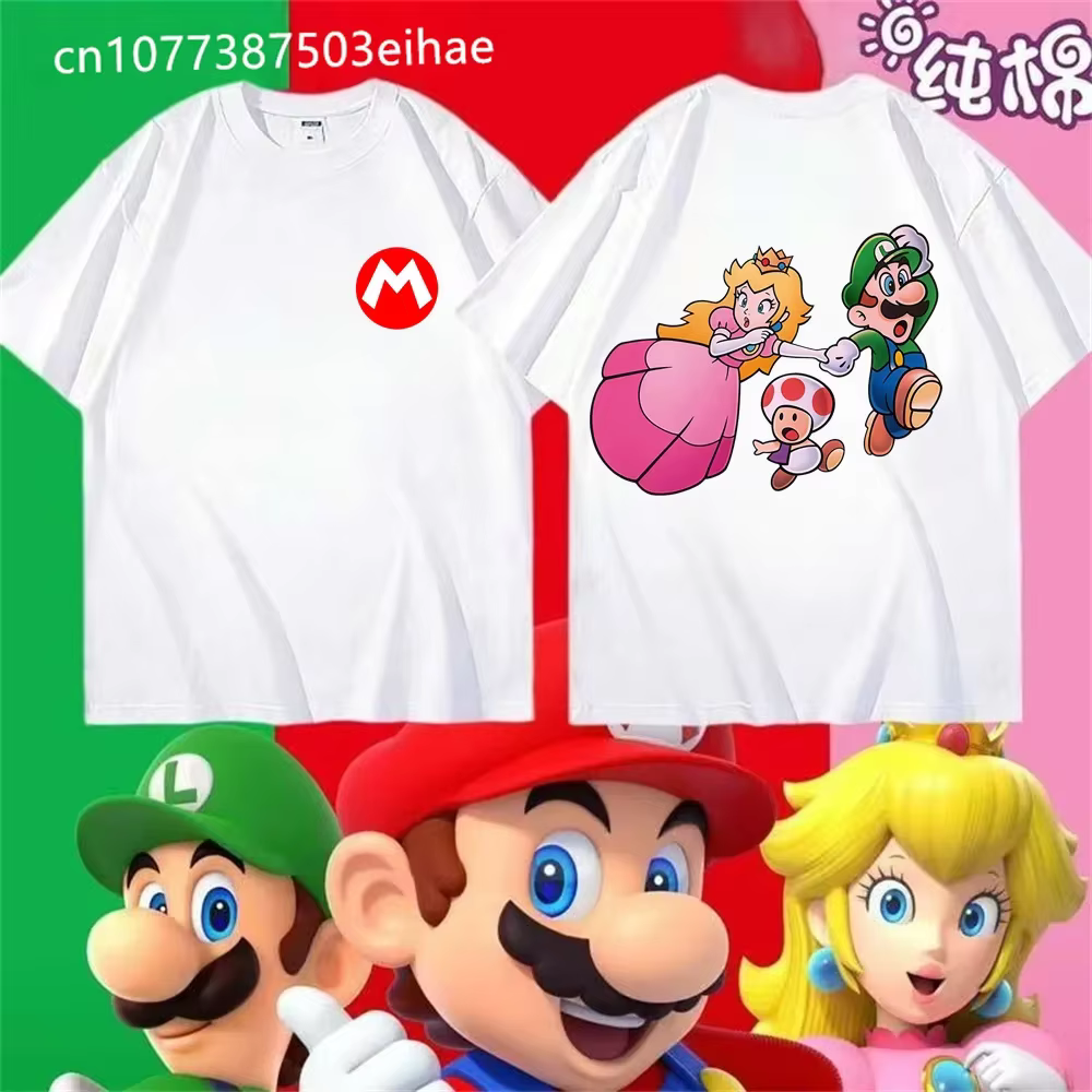 T-shirt Super Mario Yoshi 2026 Nouvelle Collection Été Unisexe Décontracté Streetwear Enfants & Adultes Imprimé Avant