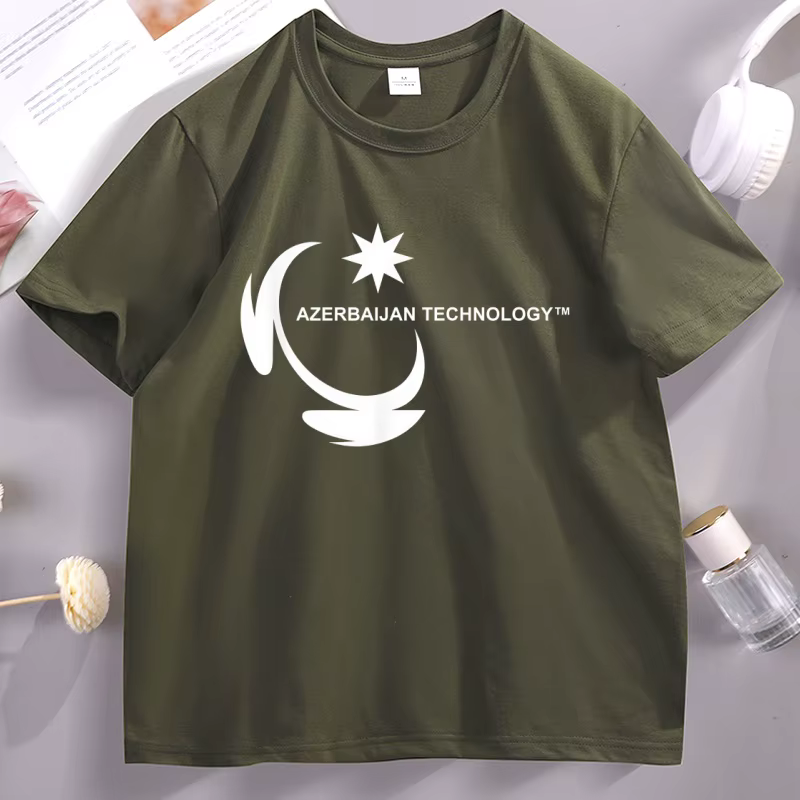 T-shirt Meme Technologie Azerbaïdjan en coton à manches courtes
