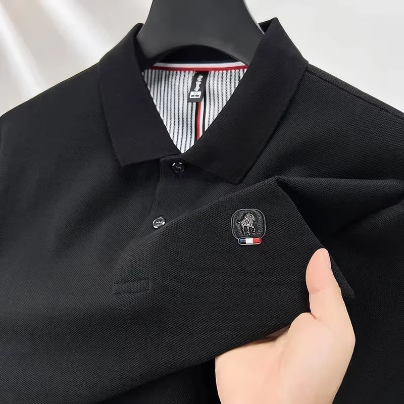 Polo en coton à manches longues pour hommes