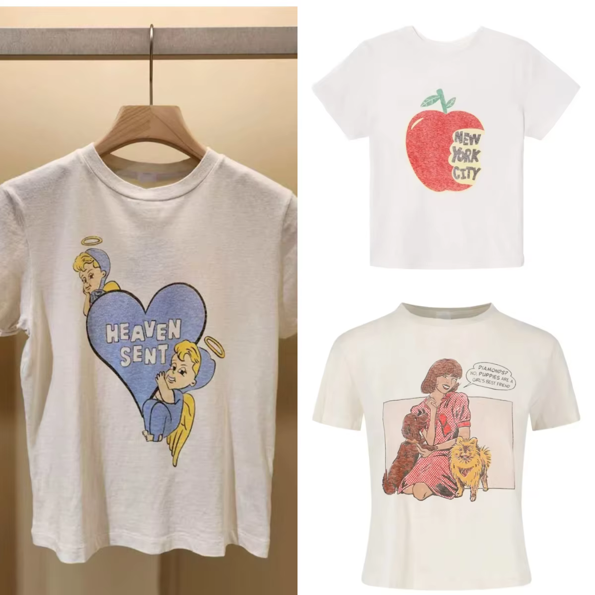 T-shirt en coton pour femme, nouvelle collection été 2026, manches courtes, col rond, imprimé personnage de dessin animé, haut polyvalent pour femme