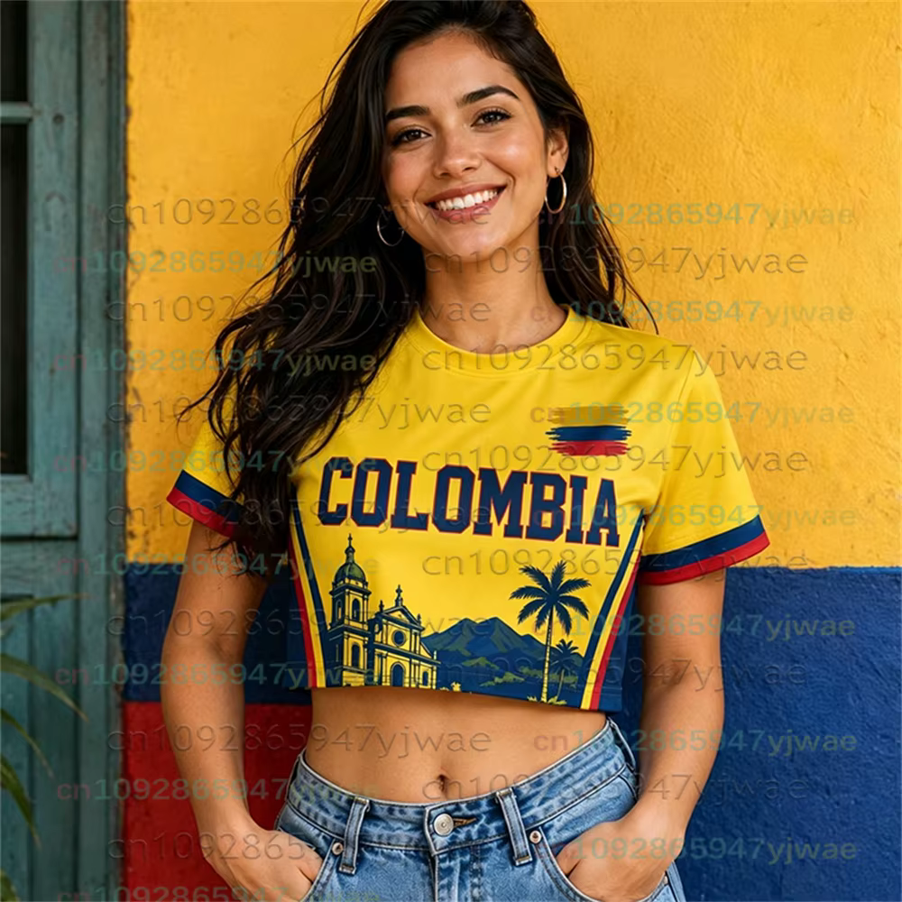 Maillot court de football COLOMBIA personnalisé – T-shirt de supporter de football pour homme et femme