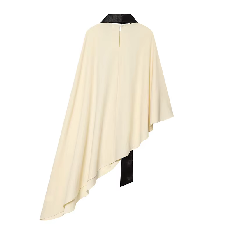 Chemisiers pour femmes tendance, chemisier asymétrique orné d'un foulard, chemisiers décontractés amples à col rond pour l'été, chemisiers féminins, hauts chics
