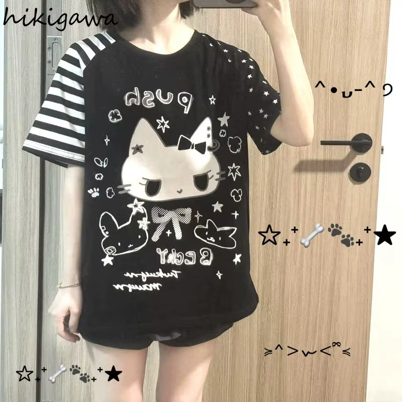 Hauts surdimensionnés T-shirts japonais 2025 femmes vêtements été Camisetas décontracté mode Y2k