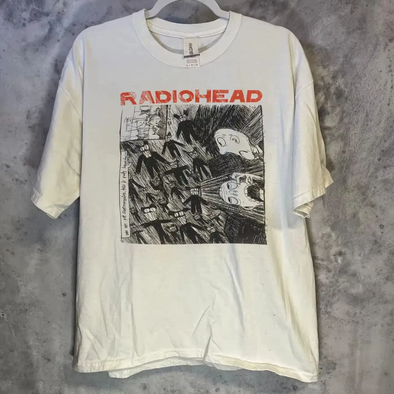T-shirts Rares Oversize Rock Radiohead Kid A's Album Tour Concert Noir Blanc Bleu Marine Homme Femme Décontracté Imprimé Manches Courtes