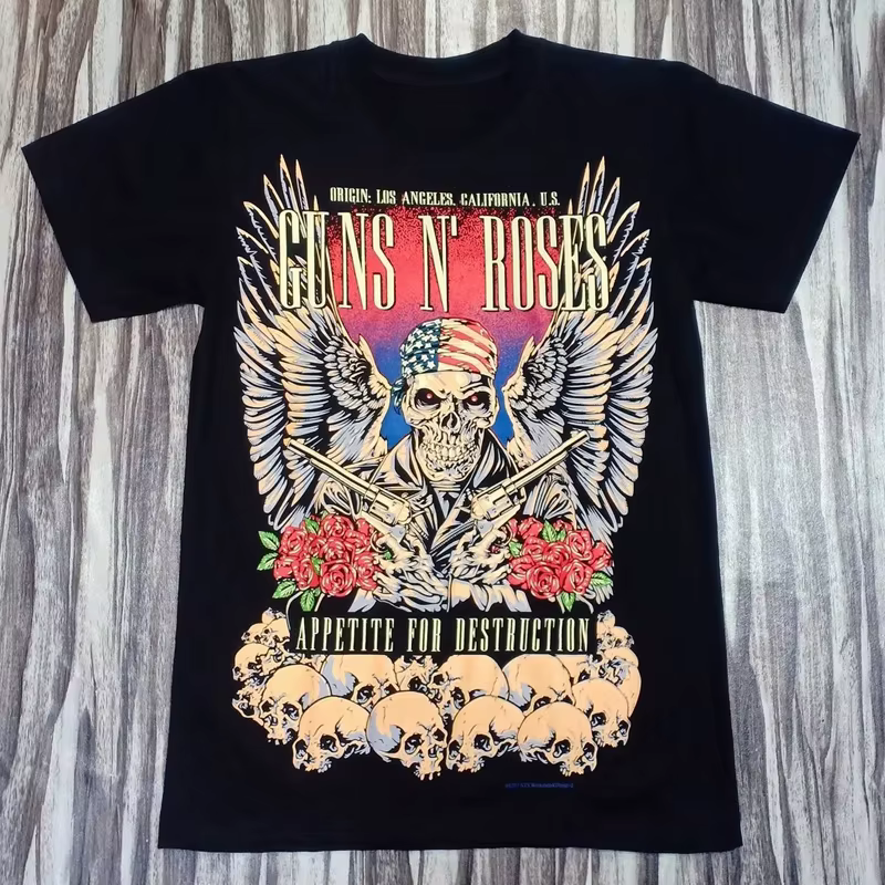 T-shirt à manches courtes Guns N' Roses 2026 pour hommes et femmes