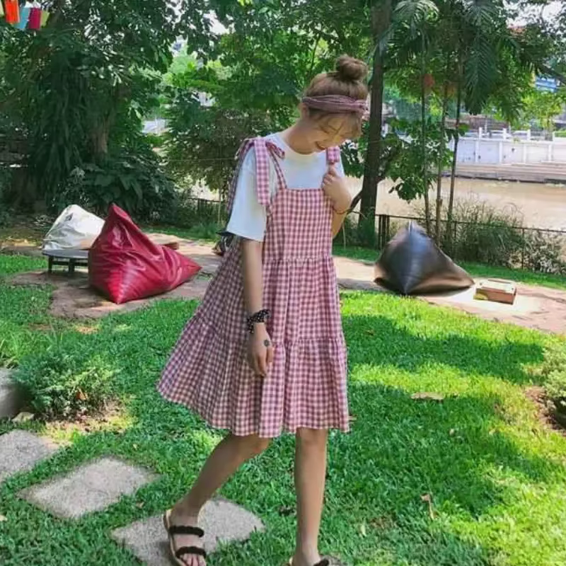 FIBRfur s-Robe plissée à carreaux pour femmes