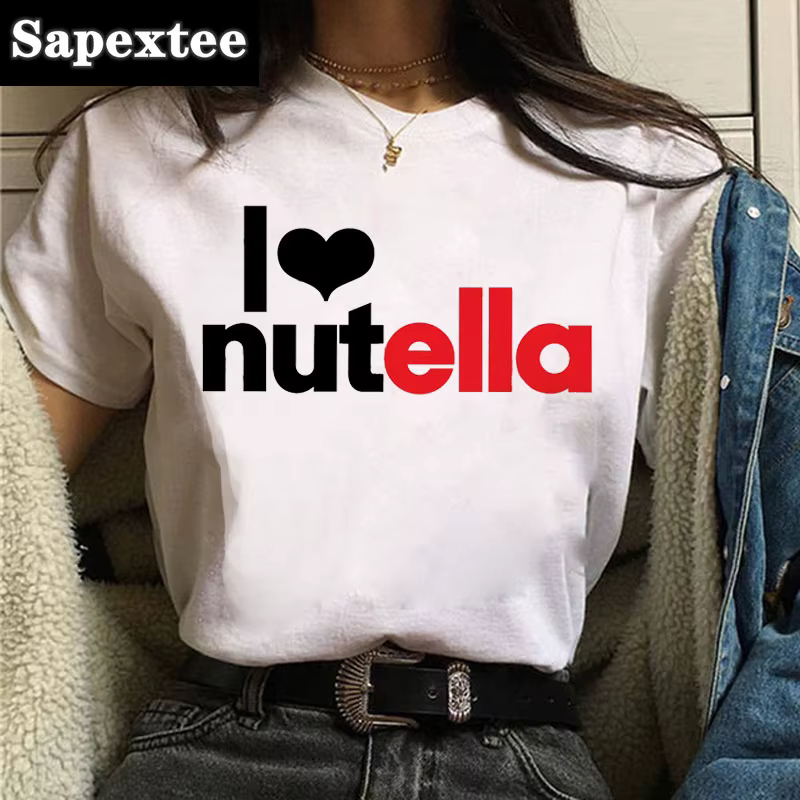 T-shirt imprimé Nutella Kawaii pour femme