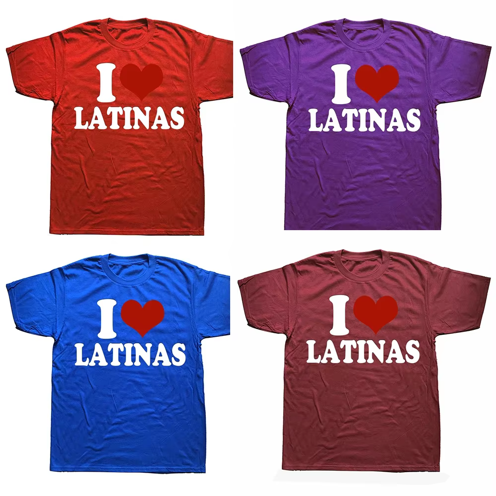 Drôle coeur rouge amour Latina j'aime Latinas T-Shirt hommes décontracté mode lâche Hip Hop Harajuku