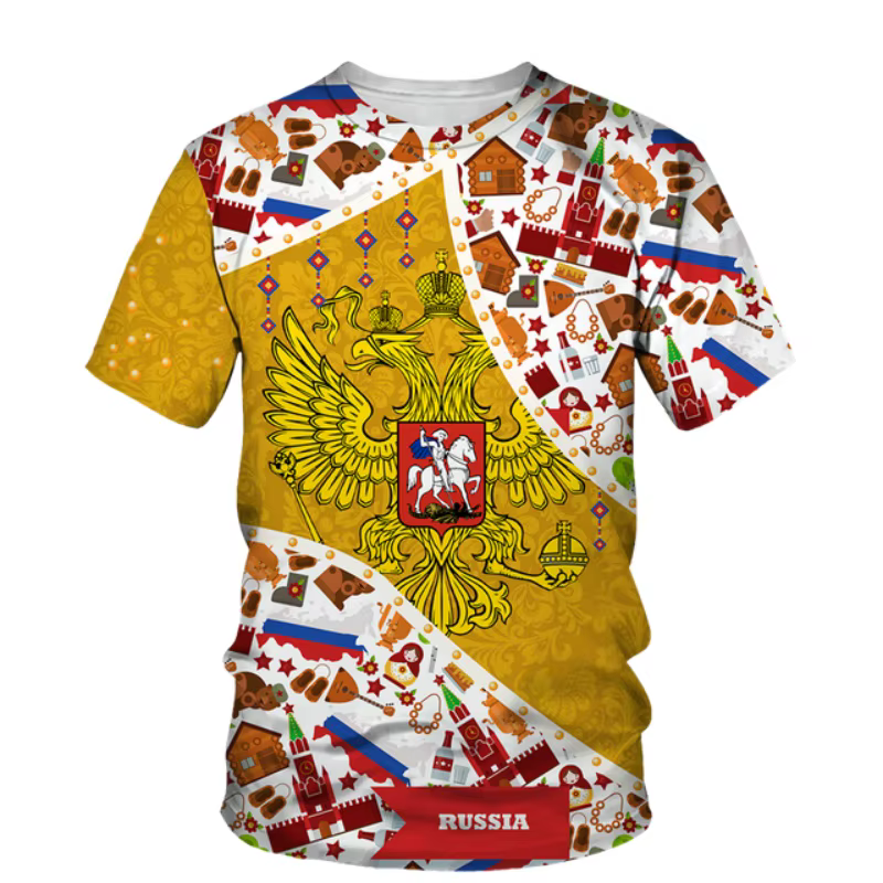 Russie drapeau motif t-shirt pour hommes emblème National ethnique 3D imprimé T-Shirts été décontracté col rond
