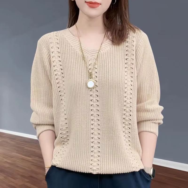 Pull tricoté à col en v pour Femme