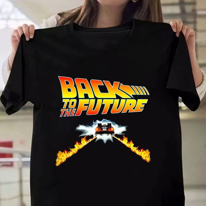 Chaud retour vers le futur imprimé t-shirts unisexe décontracté hauts été à manches courtes Harajuku