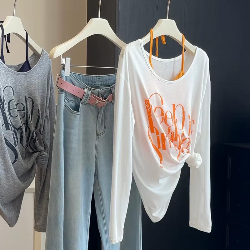 T-shirt blanc à manches longues anti-UV pour femme