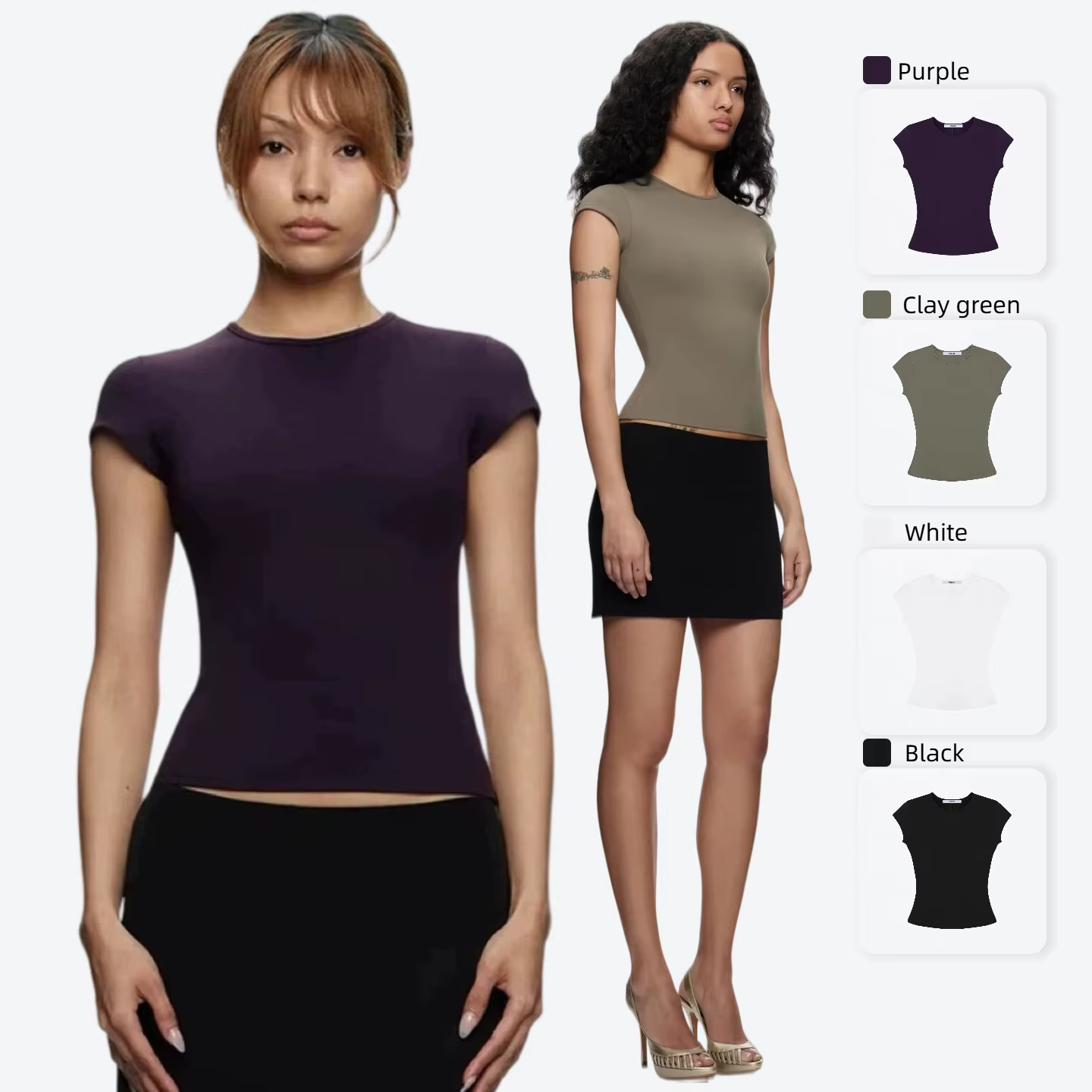 T-shirt à manches courtes de couleur violet tank
