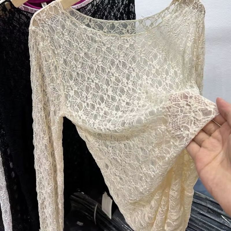 T-Shirt Sexy en dentelle pour femmes