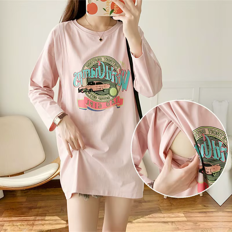 Adorable dessin animé lapin ours bébé maternité t-shirt Super doux confortable chemise de grossesse printemps/été mignon haut ample pour les mamans