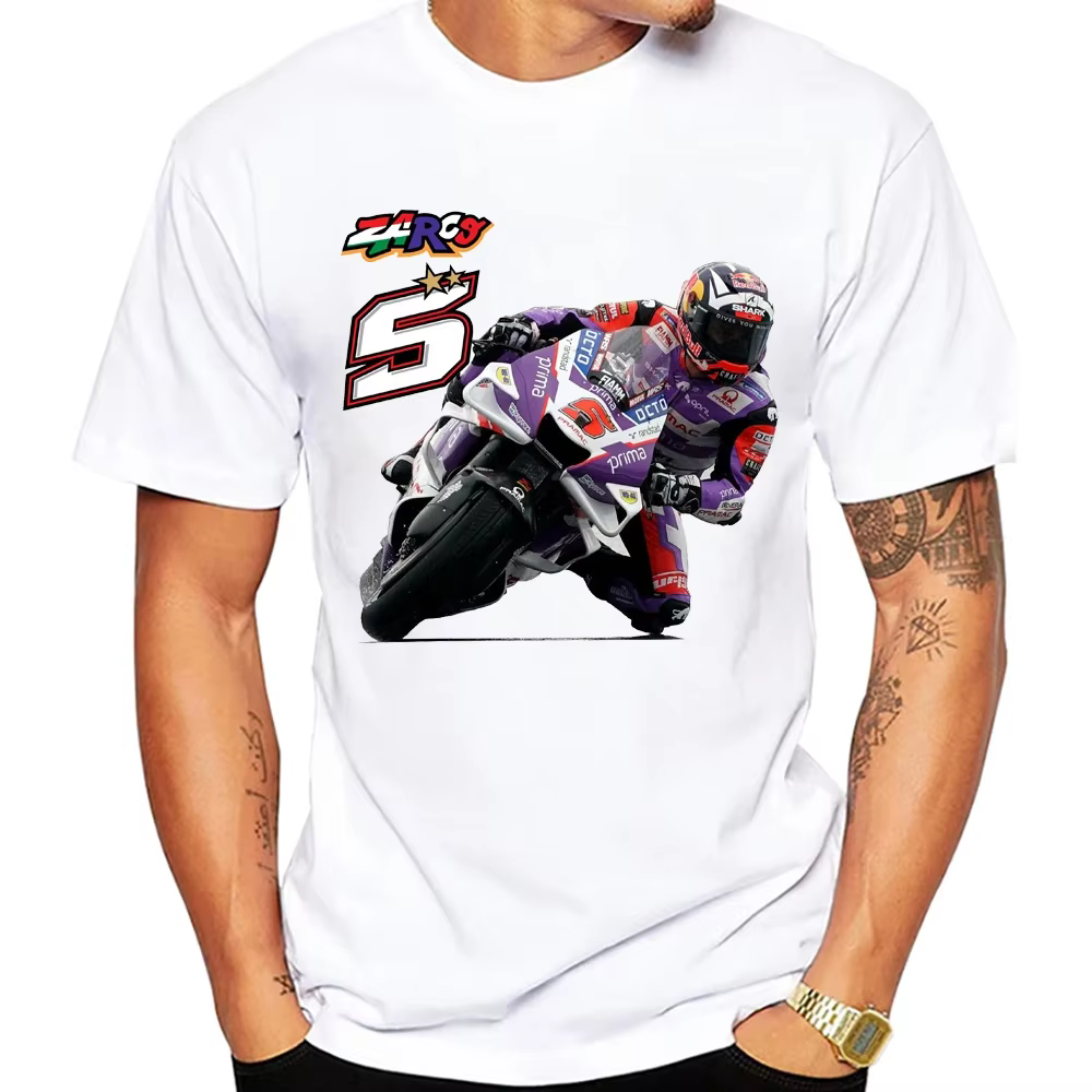 Johann Zarco 5 France GP équitation T-Shirt nouvel été hommes à manches courtes Hip Hop Sport garçon t-shirts occasionnels moto hauts blancs