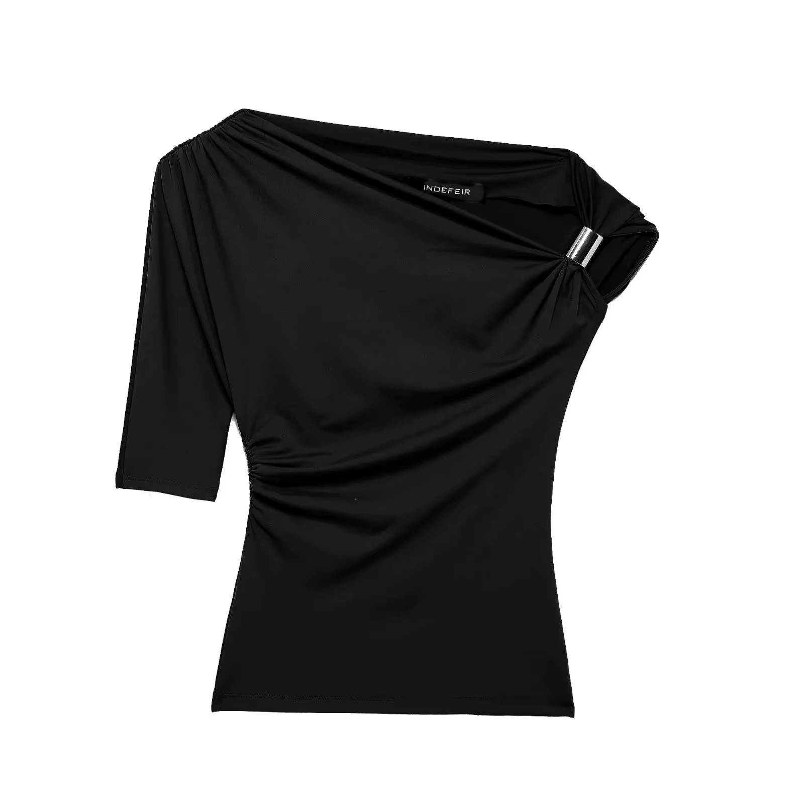 T-shirt en nylon asymétrique coupe ajustée