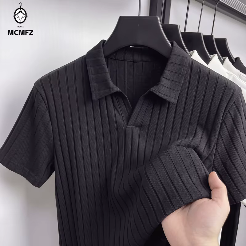 Polo en tricot côtelé pour hommes