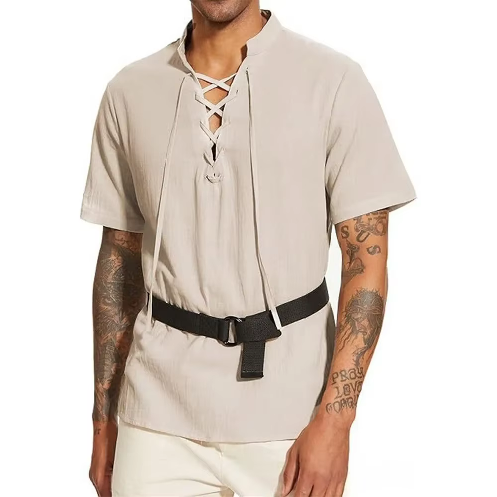 T-shirt Vintage à col en v pour hommes
