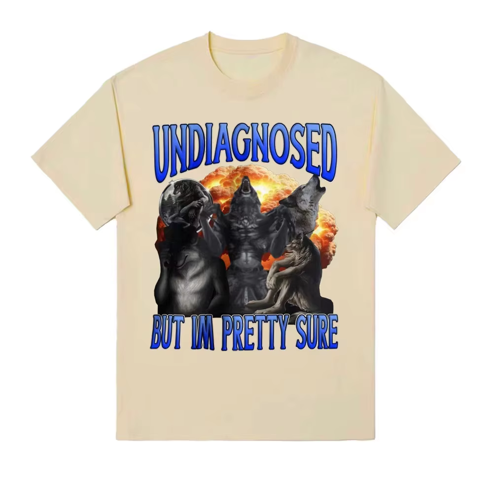 Indiagnostic mais je suis joli loup sûr drôle Meme T-shirt pour hommes femmes Harajuku gothique rétro