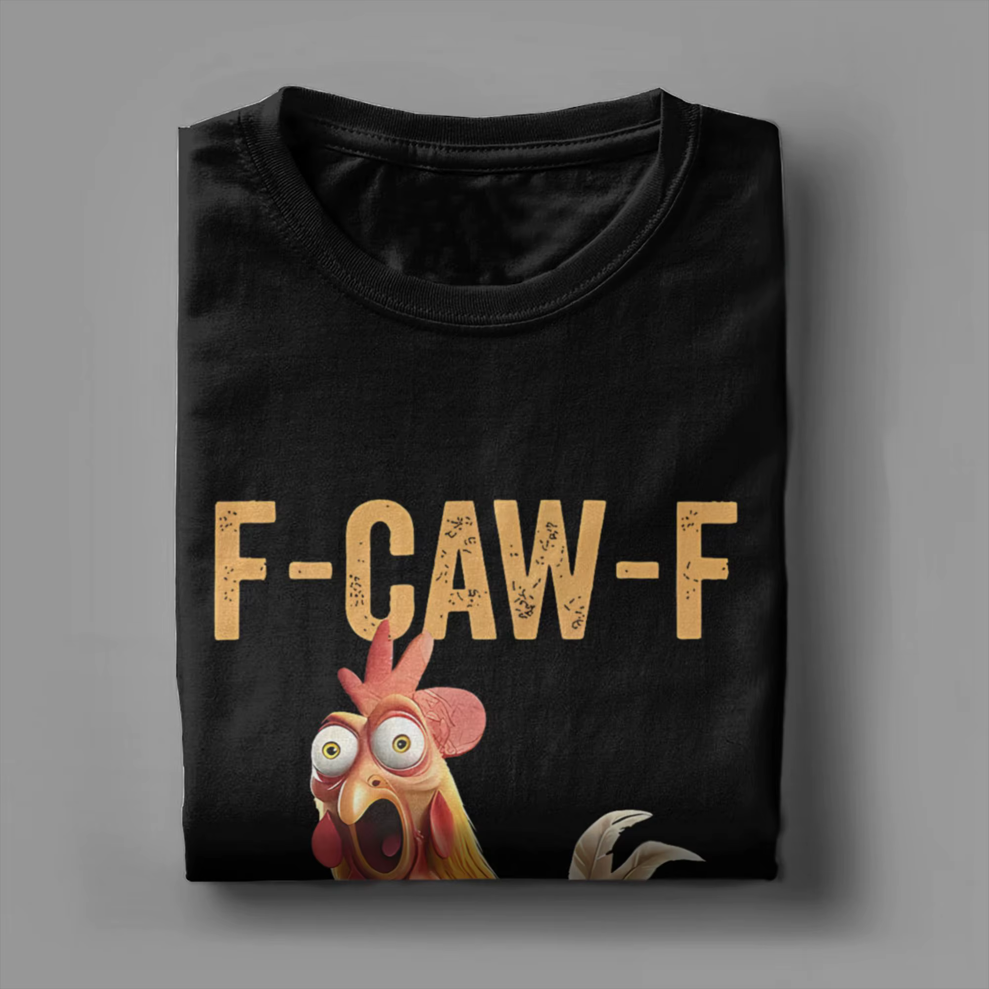 F-Caw-F poulet citation coq Meme T-Shirt hommes Humor Vintage 100% coton T-Shirt col rond à manches courtes T-Shirt Unique hauts