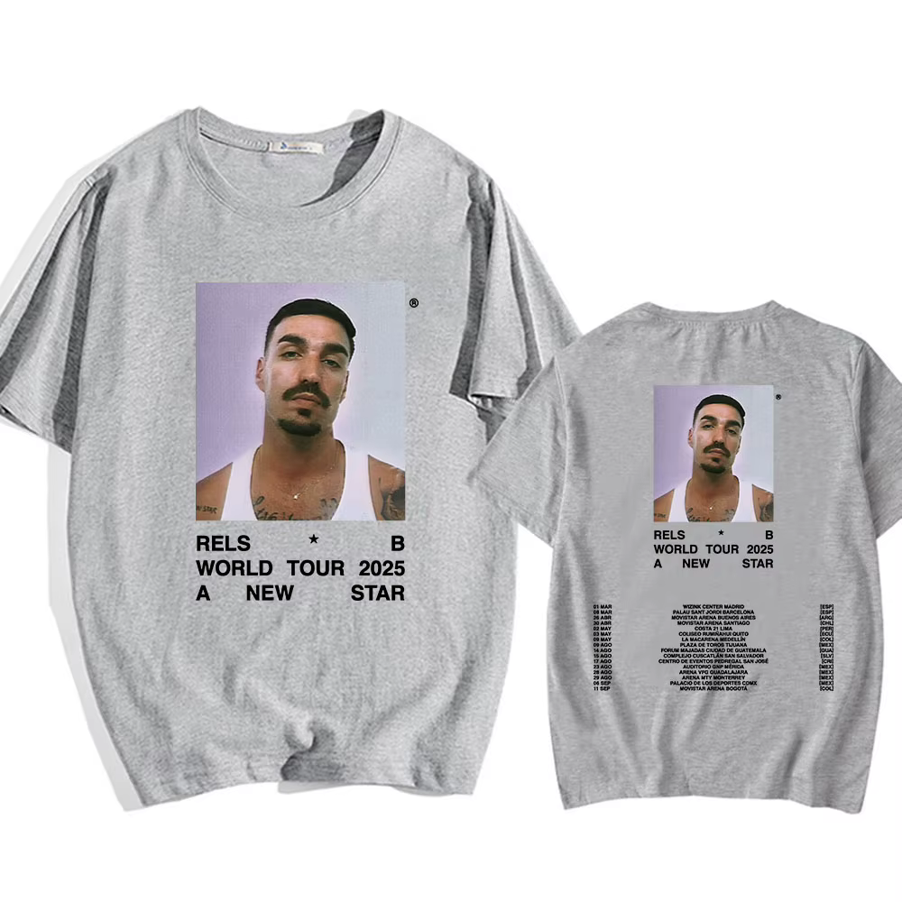 Un nouveau Star World Tour 2025 Rels B t-shirt Hip Hop unisexe Streetwear à manches courtes col rond hommes