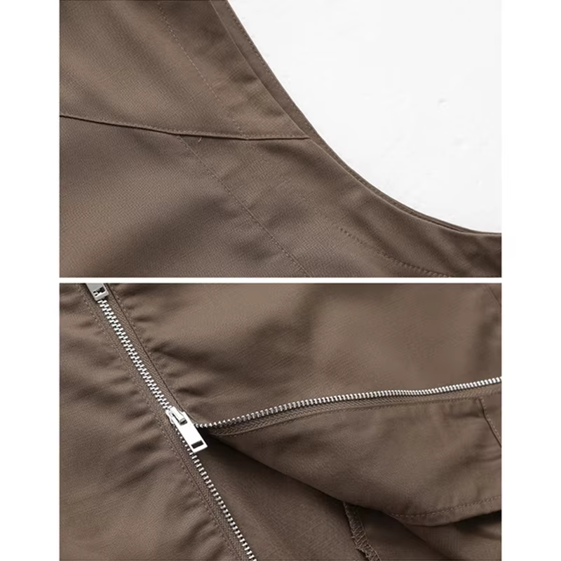 Gilet sans manches en Tencel durable pour homme - Haut léger respirant effet soie glacée avec col montant et fermeture éclair pour l'été