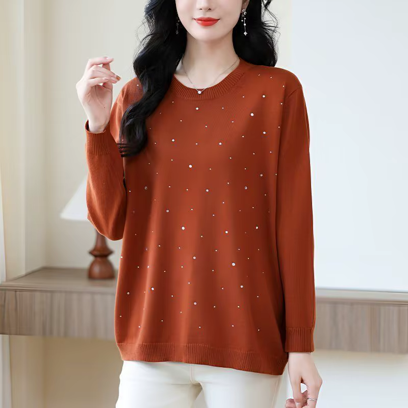 Pull à col rond pour femmes, haut ample, chemise de Base d'âge moyen, repassage, automne et hiver, nouvelle collection 2025