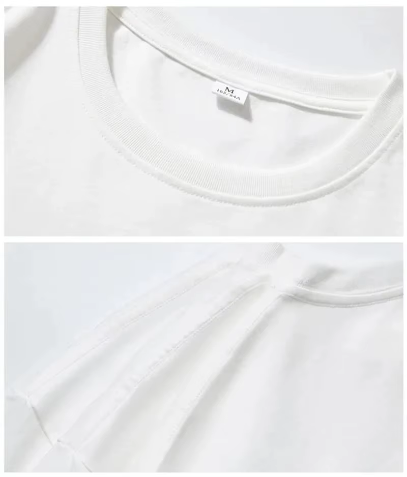 T-shirt décontracté d'été à col rond - Style rétro américain 100% coton pur respirant à manches courtes - Haut tendance