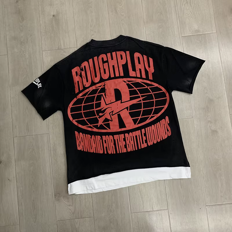 T-shirt à manches courtes imprimé crâne américain 26ss Rough Play