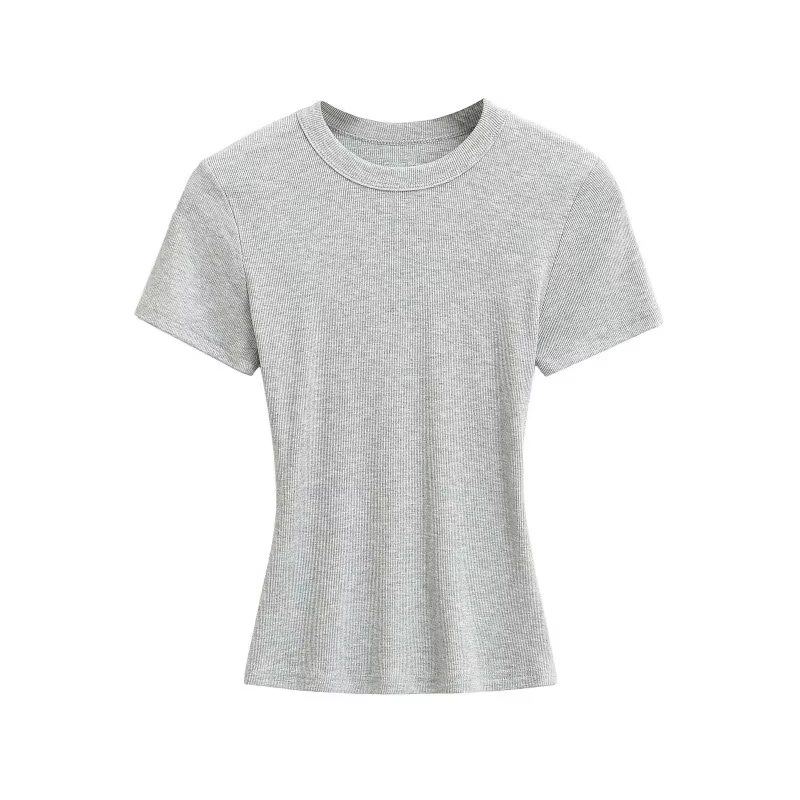 Tops courts d'été à col rond et très élastiques pour femmes, hauts à manches courtes, blouses sexy à enfiler, t-shirts slim