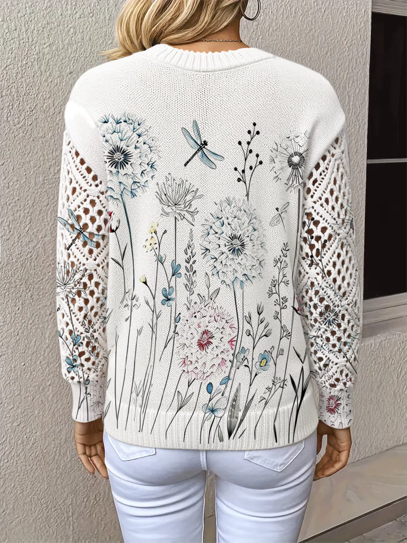 Haut en tricot pour femme avec col en V et manches découpées