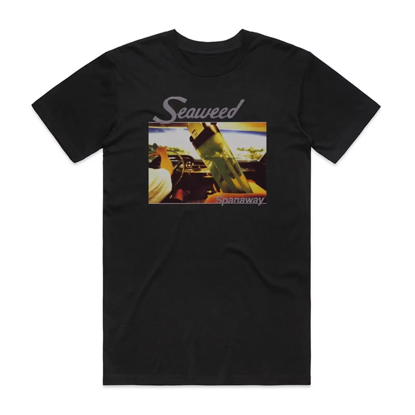 T-shirt Seaweed Spanaway Album Cover noir vintage délavé avec motif graphique