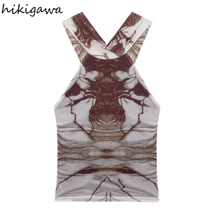 Y2k hauts débardeurs Sexy pour femmes Streetwear mode Camis cravate-teinture été sans manches haut court 2025 Ropa Mujer dos nu tunique gilet