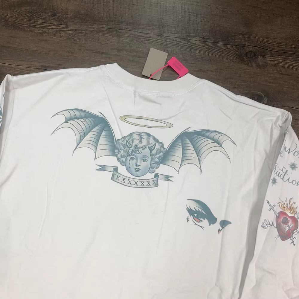 SAINT OF MICHAEL 25SS 1:1 mode Streetwear Vintage manches longues t-shirt ample surdimensionné hauts 100% coton
