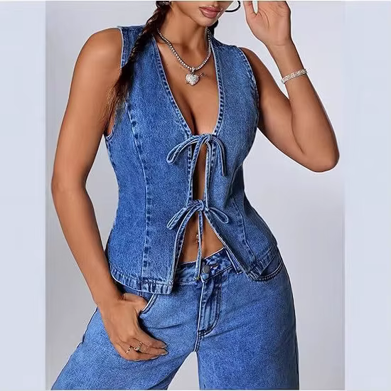 Nouveau Gilet en Jean Printemps-Été 2026 – Top Sans Manches Tendance pour Femme