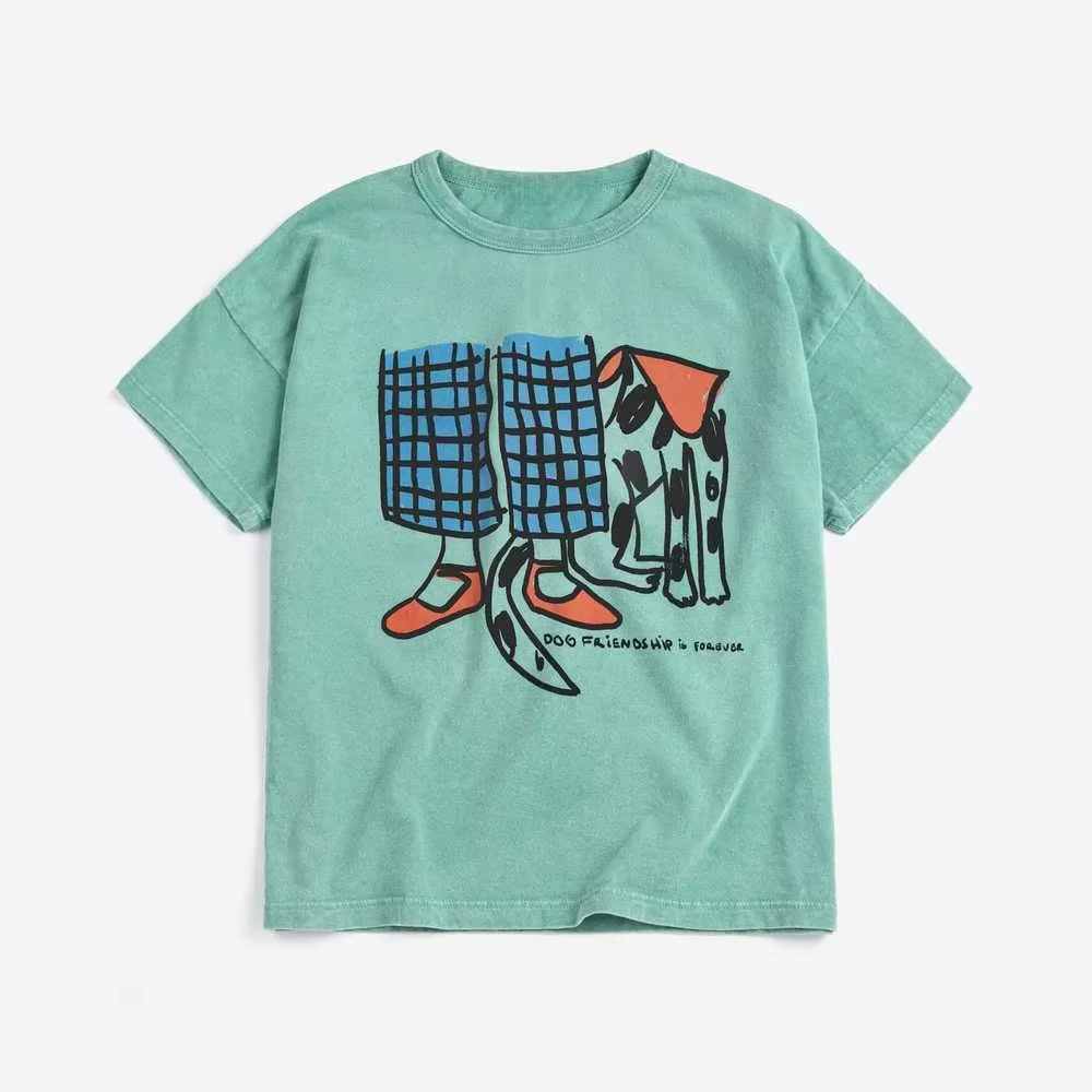 T-shirt pour enfants 2026 Nouvelle Collection Été Blanc Dessin Animé Mode Garçons Manches Courtes Coton Imprimé Filles