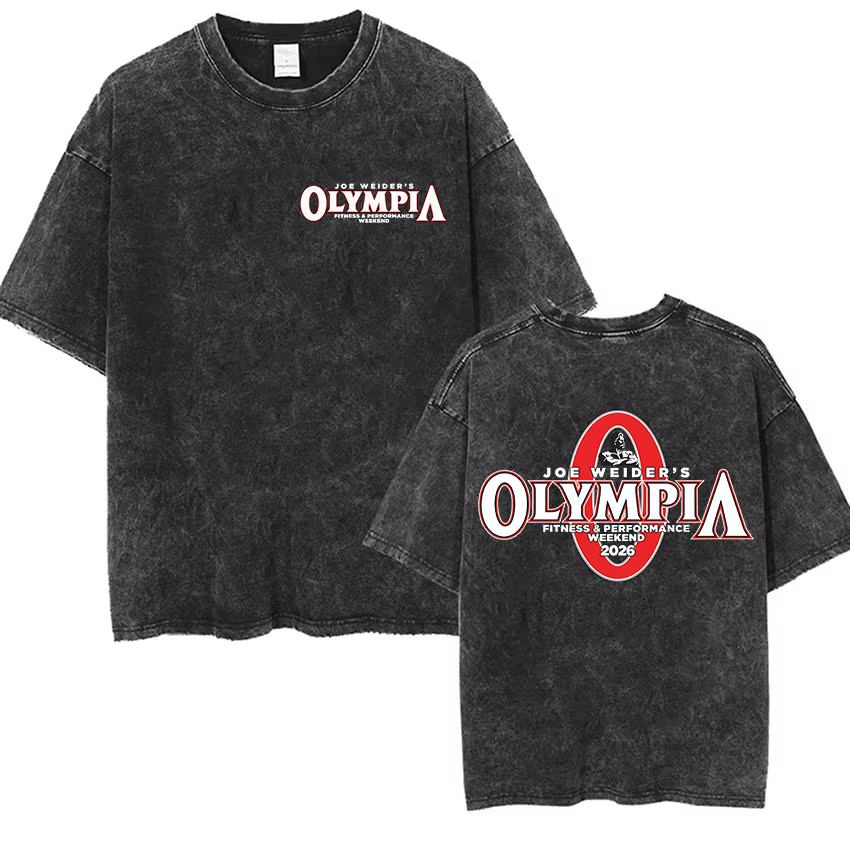 T-shirt graphique vintage délavé pour homme Olympia Gym 2026