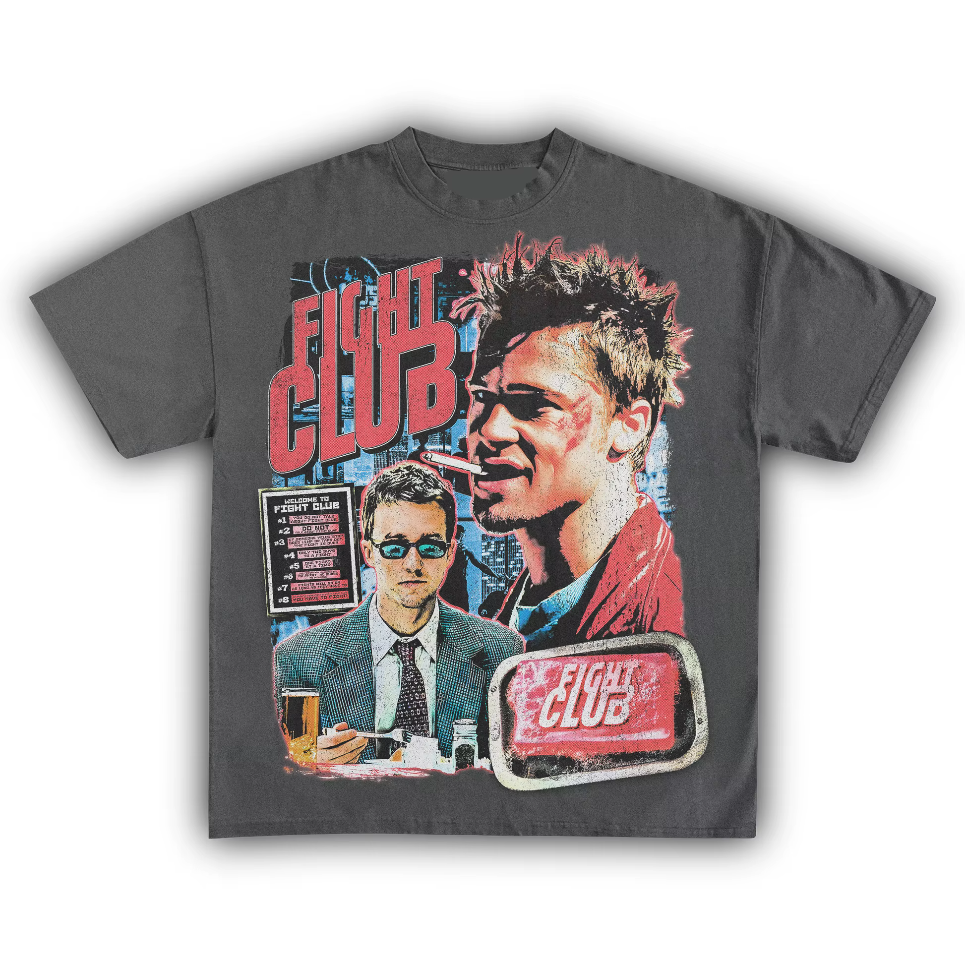 T-shirt rétro Fight Club Brad Pitt Edward Norton pour hommes et femmes