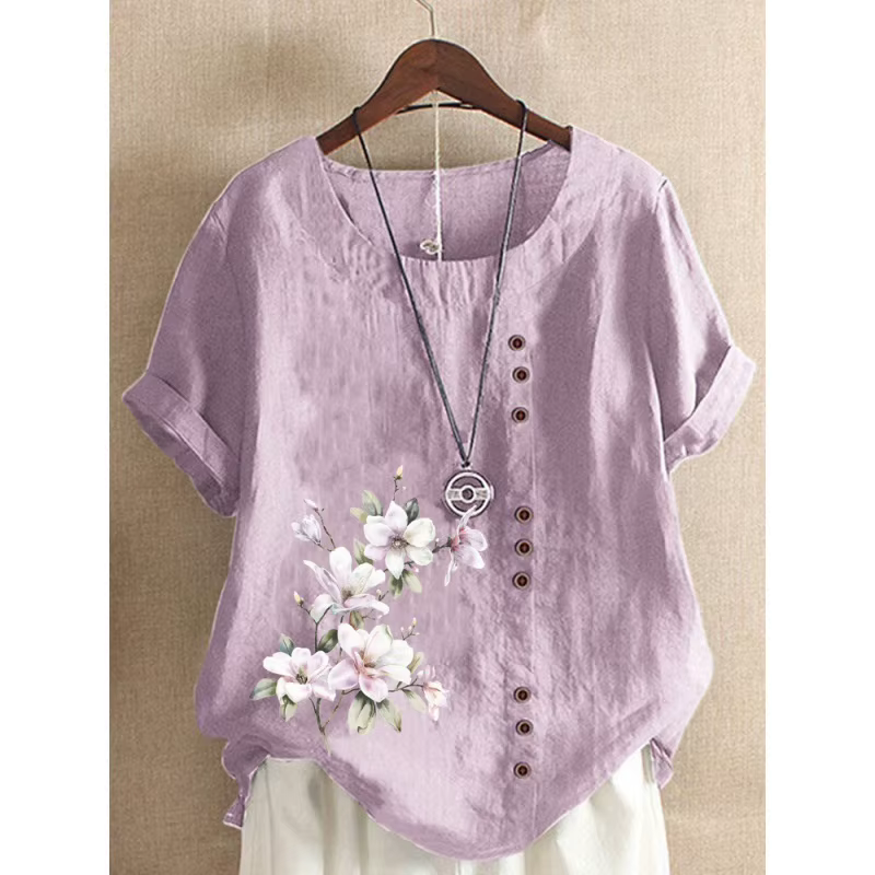 T-shirt en lin de coton confortable pour femme