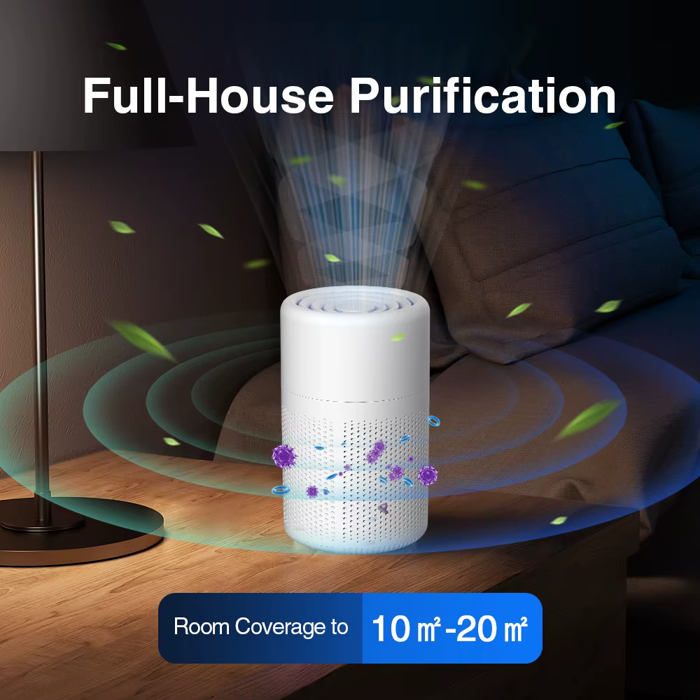 Purificateur d'air avec H13 HEPA + filtre à charbon actif double purification pour 20 ㎡ Chambre lumière bleue pour le