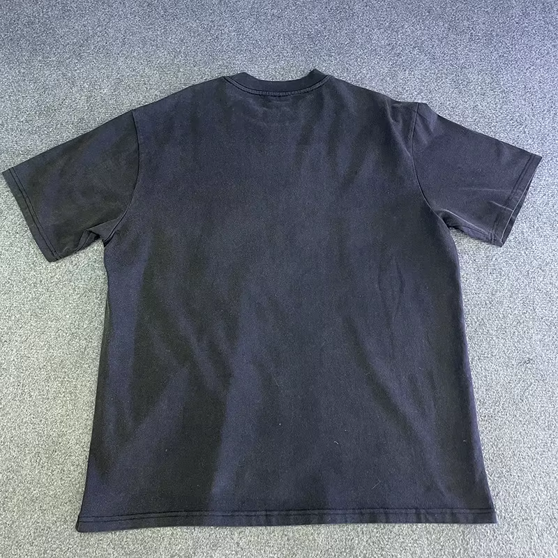T-shirt vintage délavé noir vieilli SAINT pour homme et femme – Qualité supérieure
