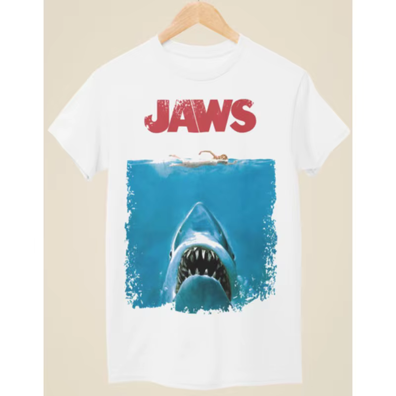 Jaws affiche de film Inspiration neutre noir T-shirt quatre saisons hommes et femmes pur coton décontracté mode Streetwear