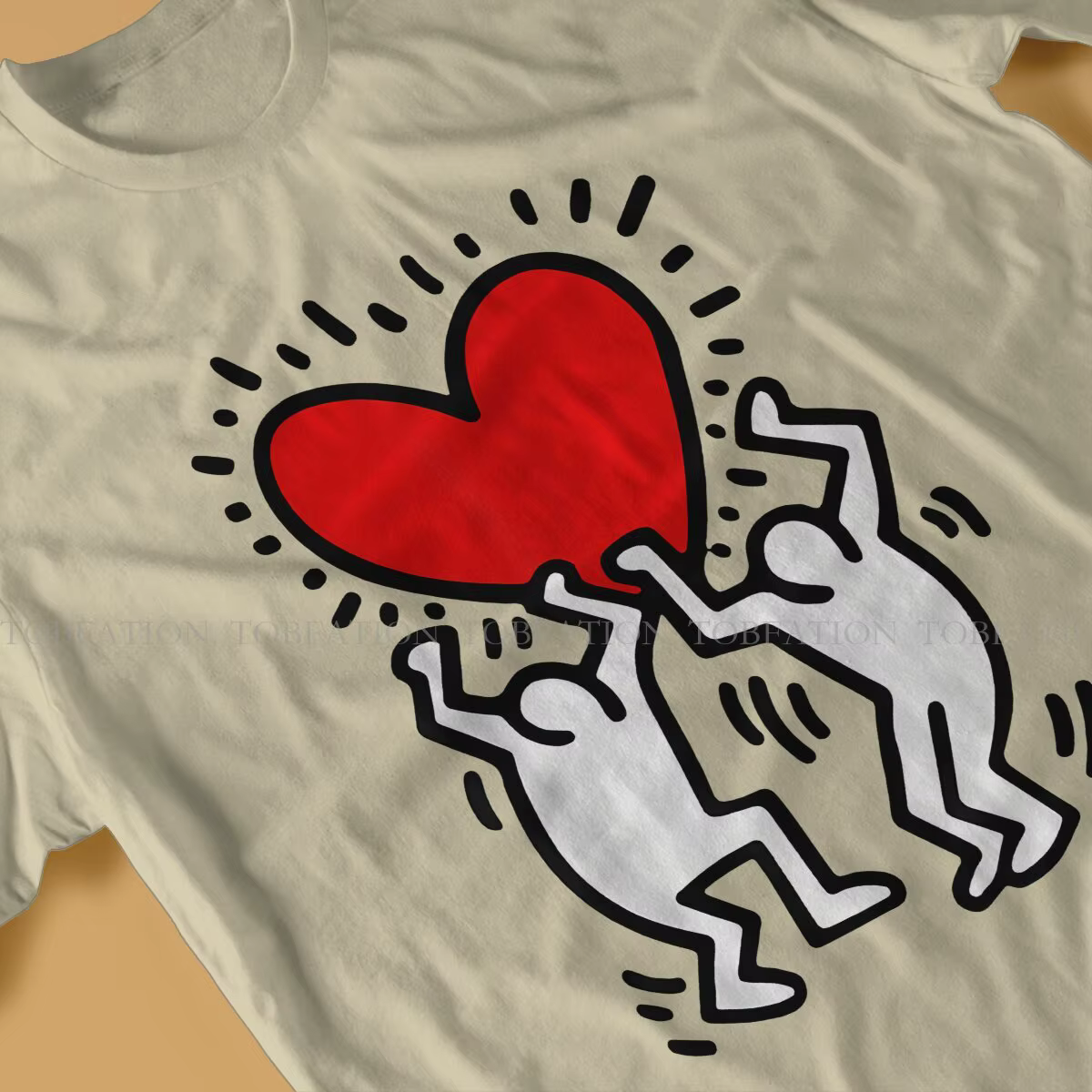 Haring-T-shirt à col rond pour hommes