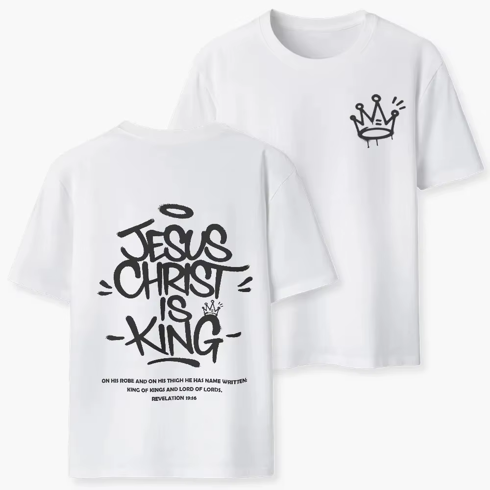 Nouveau style 2026 – T-shirt chrétien respirant et décontracté de haute qualité « Jésus-Christ est Roi » pour hommes et femmes – Collection été