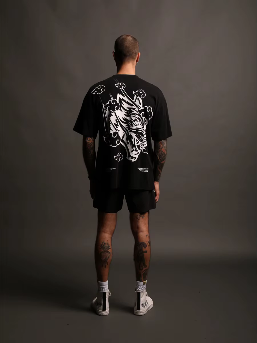 DARC SPORT T-shirt ample à manches courtes en coton imprimé pour hommes et femmes
