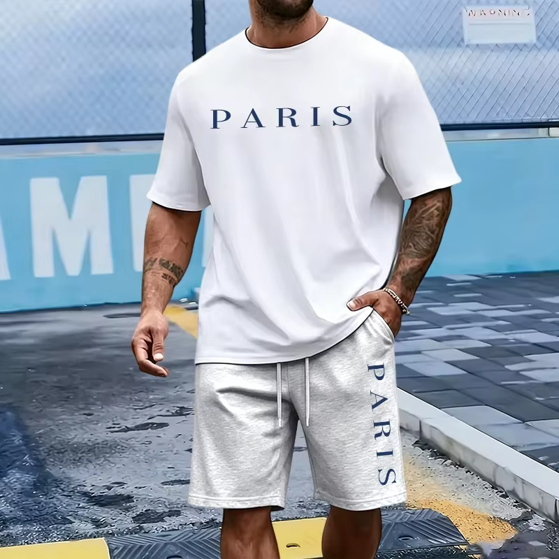 Nouvel ensemble homme 2026 : T-shirt en coton et short de sport – Tenue décontractée d'été à manches courtes pour la maison et l'extérieur