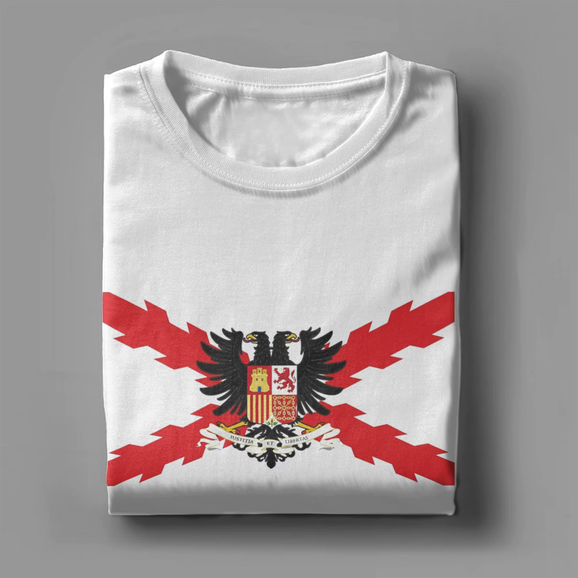 T-shirt en coton à col rond avec croix de Bourgogne espagnole