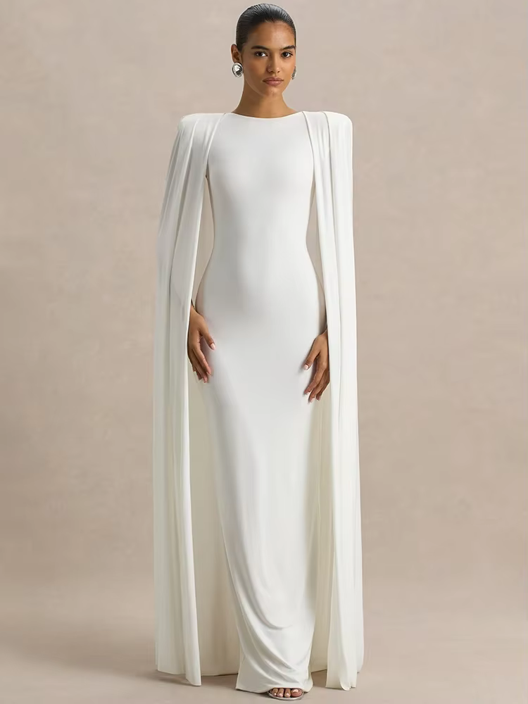 Cape manches Sexy robe Maxi femmes