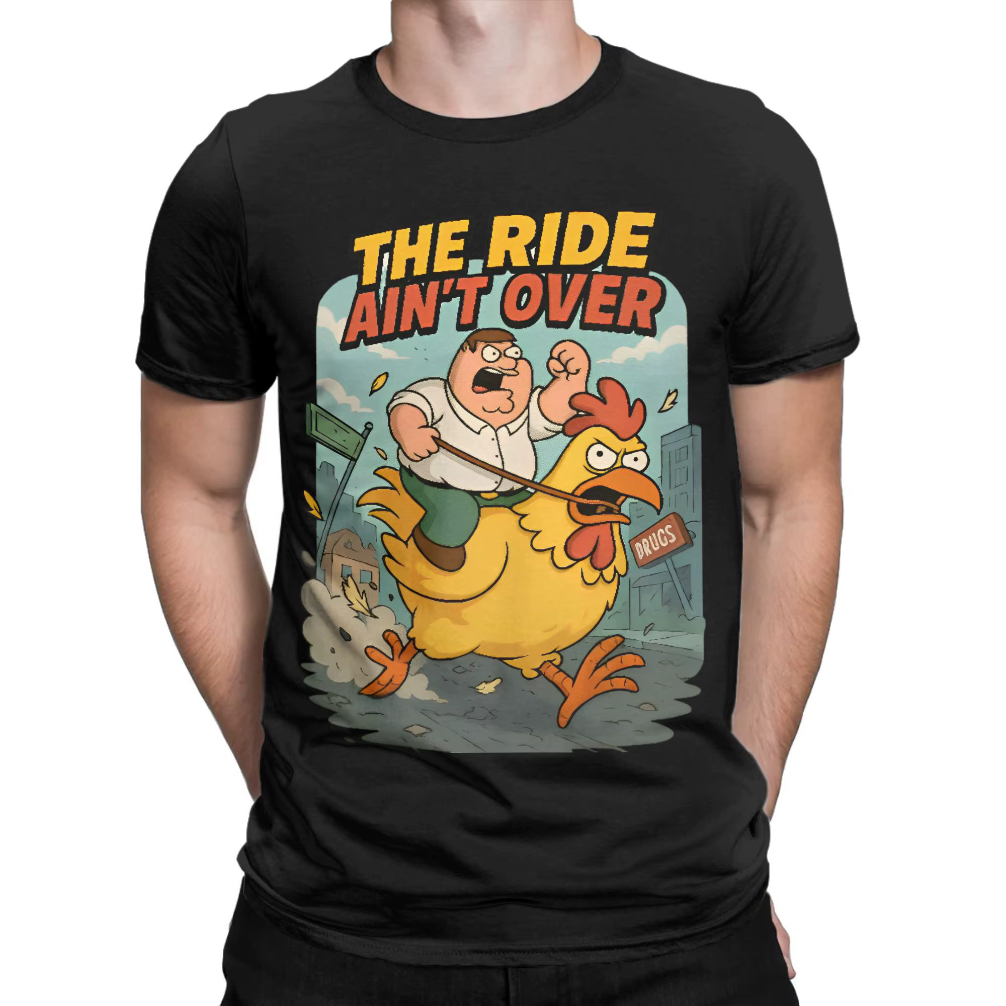 Hommes T-Shirts familles gars Peter Griffin poulet Jockey mode coton
